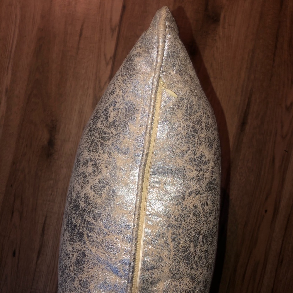Metallic Silver Rustic Throw Pillow - Picture 4 of 4